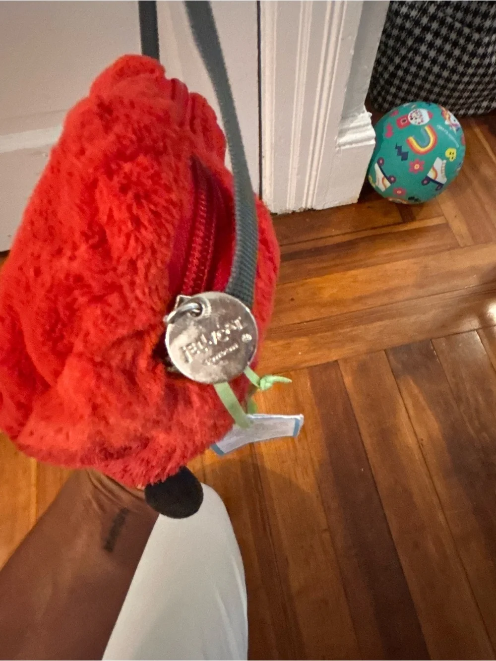 Jellycat Red Heart Plush Crossbody Bag with Smile